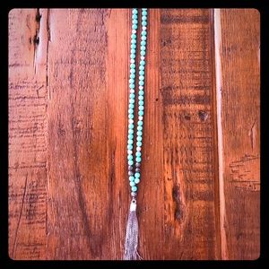 Lucky Brand Turquoise Bead Tassel Necklace
